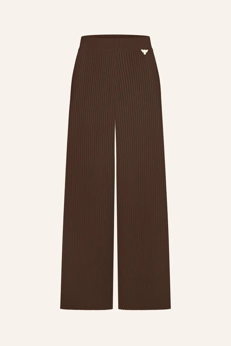 Штани з ребристого трикотажу, коричневі (T.MOSCA) BOL25-01