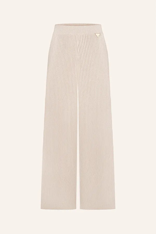 Штани з ребристого трикотажу, кремові (T.MOSCA) BOL25-01