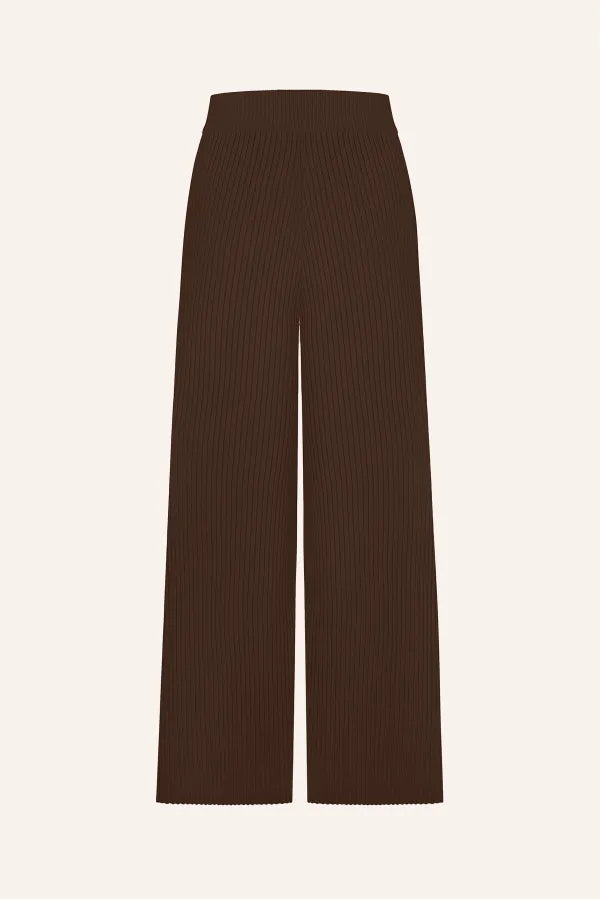 Ribbed knitted trousers, brown (T.MOSCA) BOL25-01