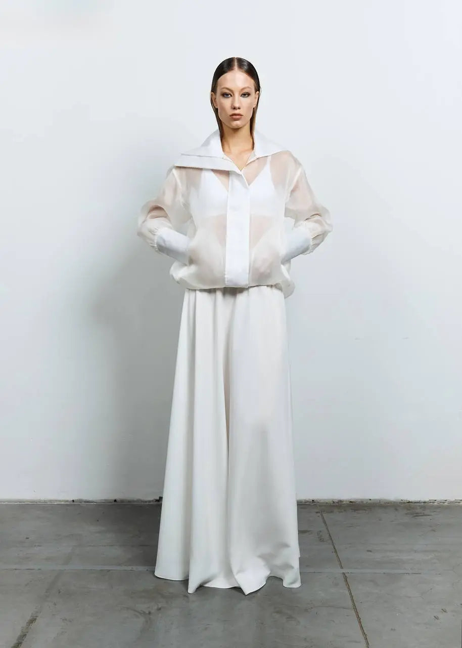 Біла органзова бомбер-куртка (Nazarelli), VD210