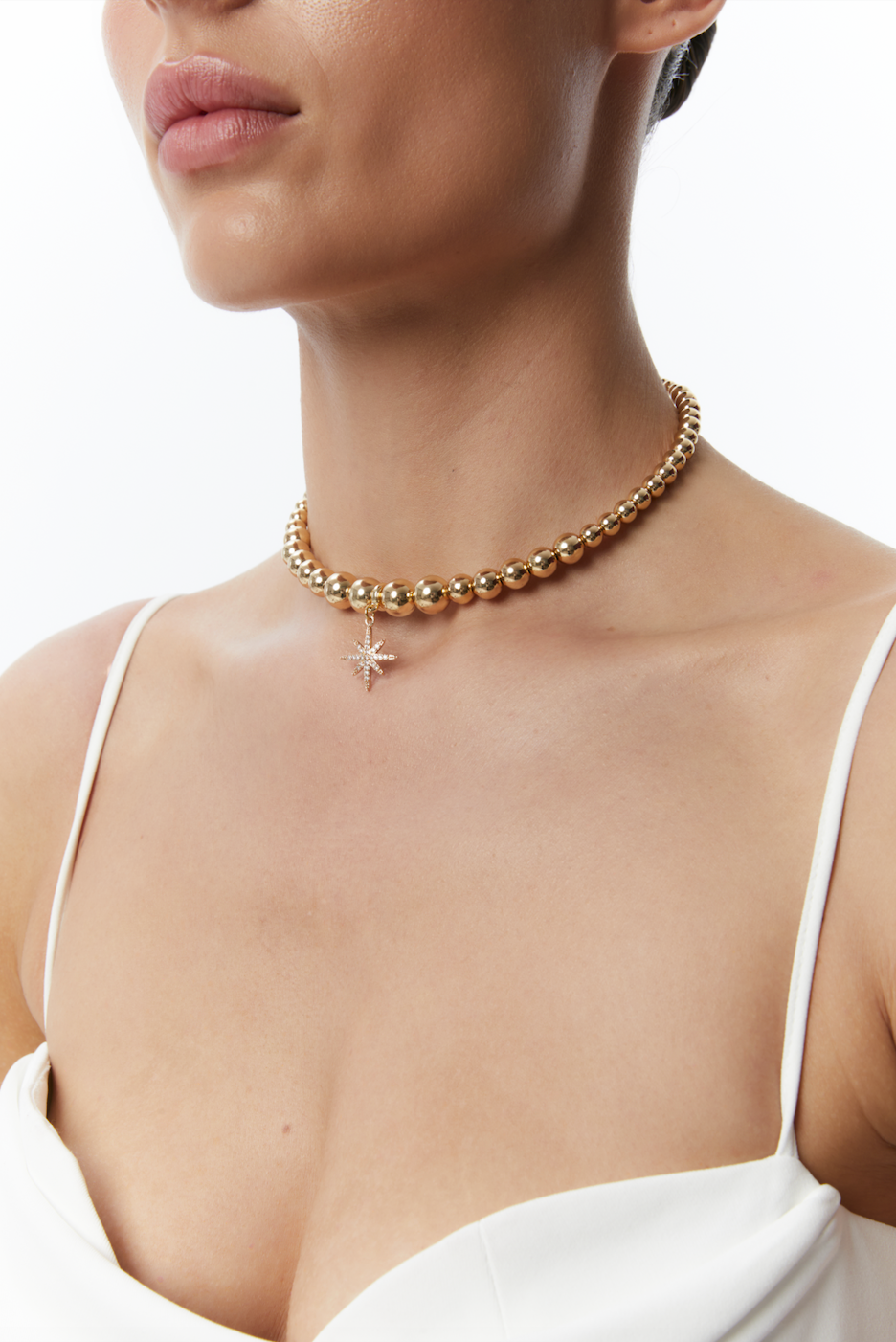 CHOKER "NEW YORK" s hvězdou, zlatý, (GrainsDeVerre), CHBS2.925