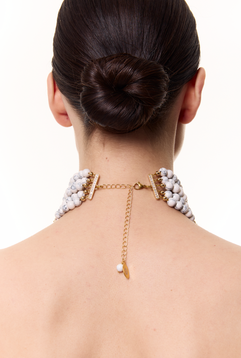 Necklace "INNOCENT CLASSIC" Marble with gold, (Grains de Verre) CHCXC2
