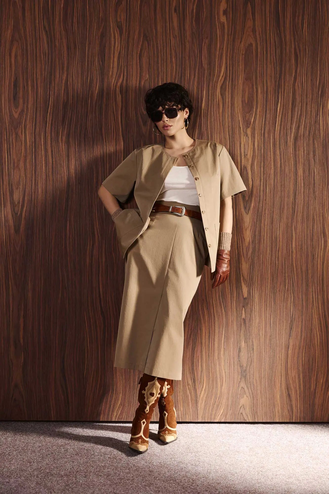 Сорочка, бавовна, бежевий, (Nazarelli), VD112