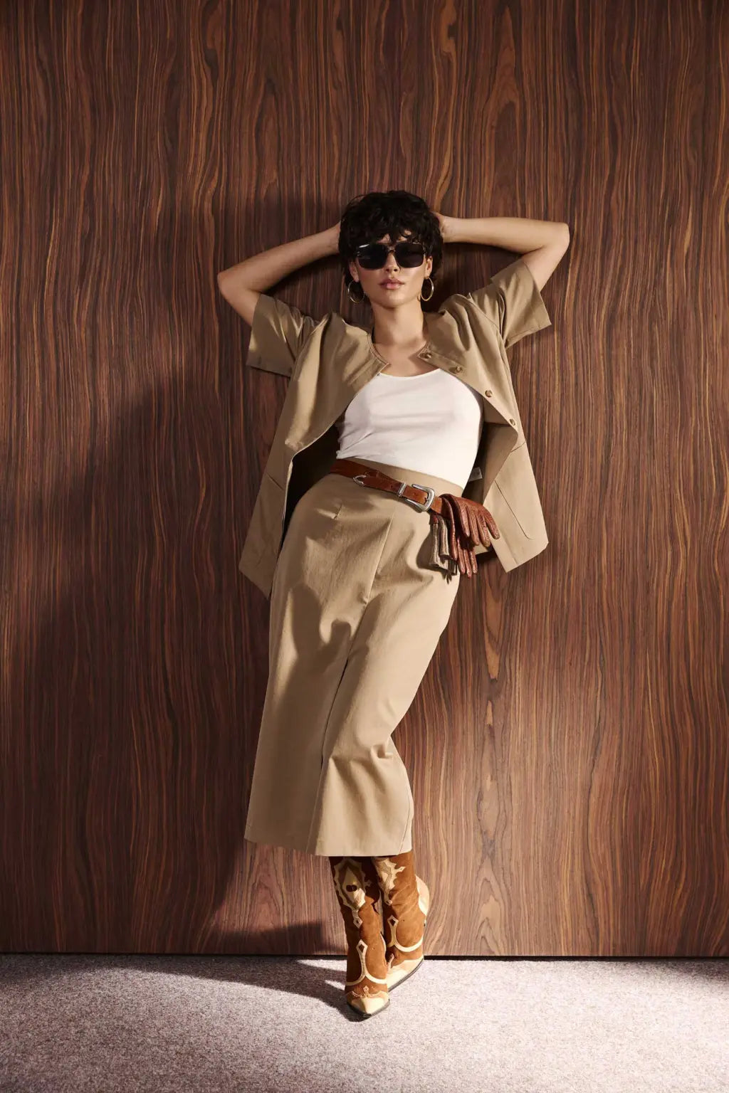 Сорочка, бавовна, бежевий, (Nazarelli), VD112