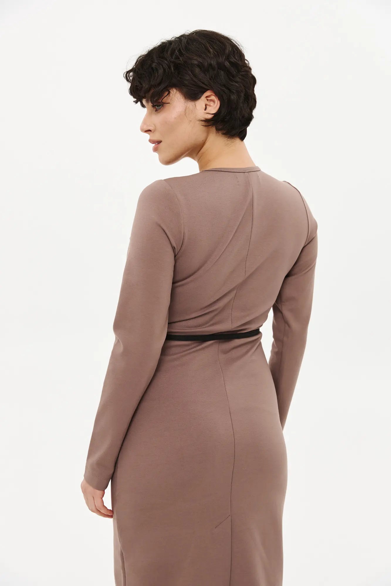 Sheath dress with slit (Mokka), (Nazarelli) VD17