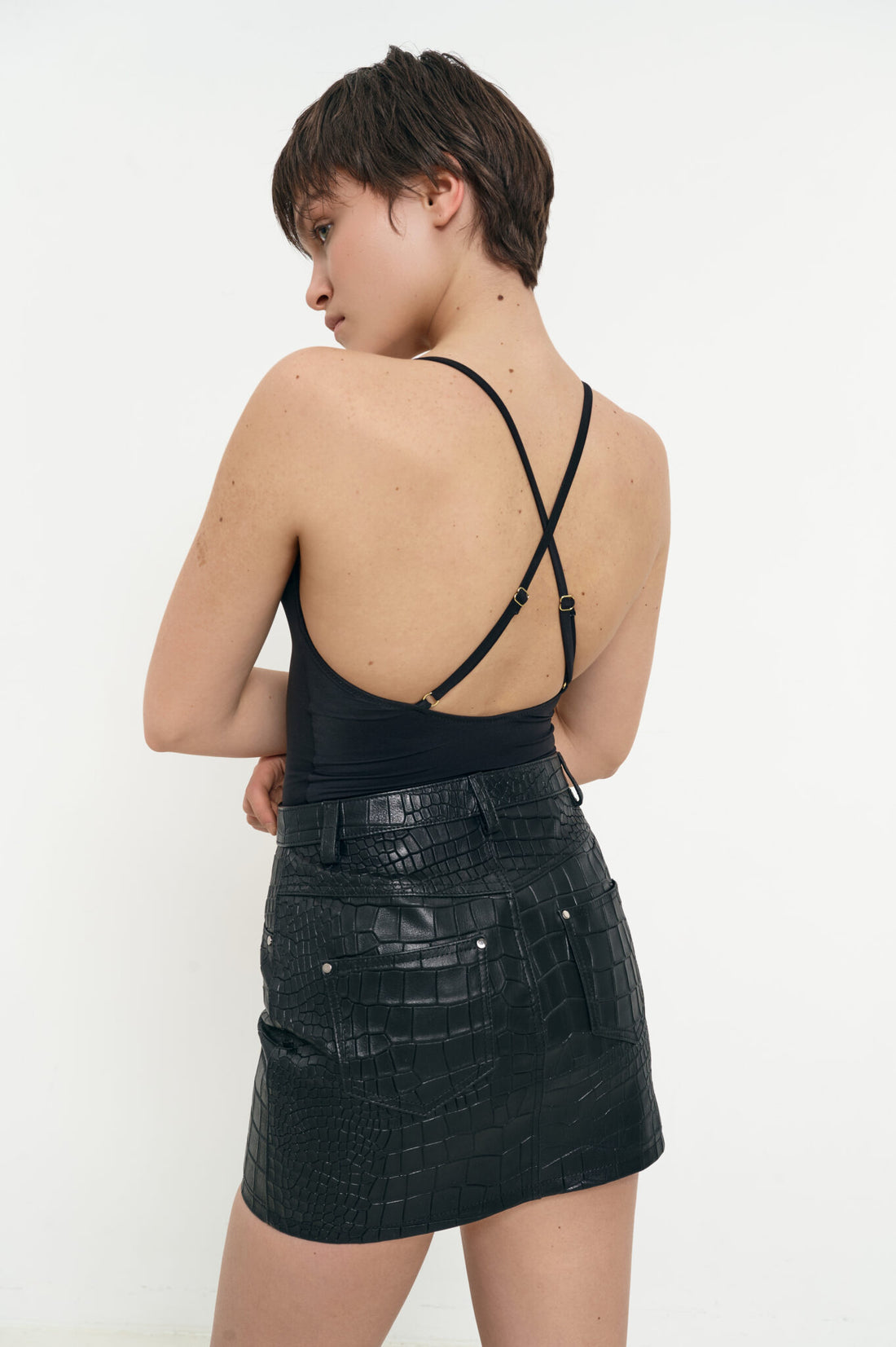 Černá minisukně s krokodílím vzorem (TheMakers) , 1123