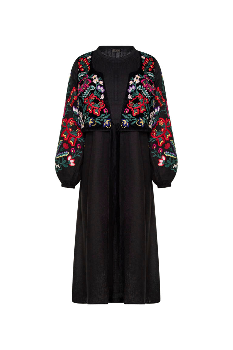 Вишита спідниця з оксамитовим пальто "Опілля", (Гаптування) GPTV_AA_4221