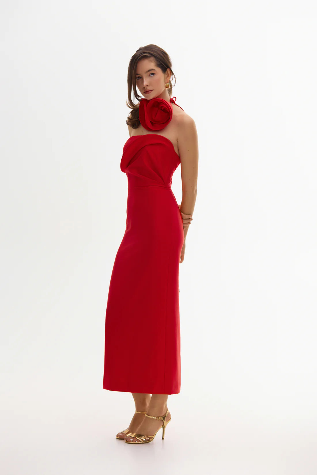 Červené šaty Sofie s růží (Sarna) , SA544A