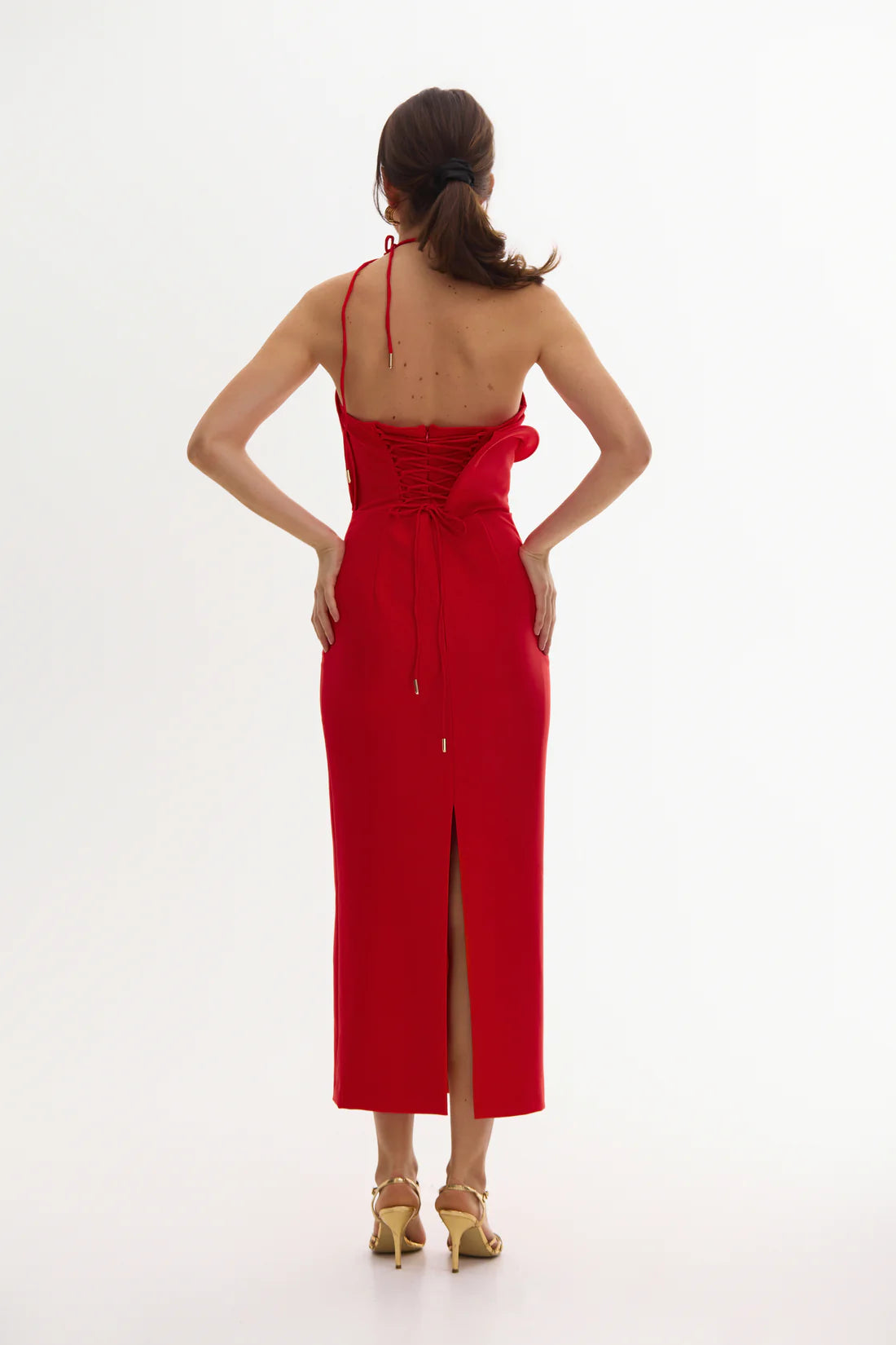 Červené šaty Sofie s růží (Sarna) , SA544A