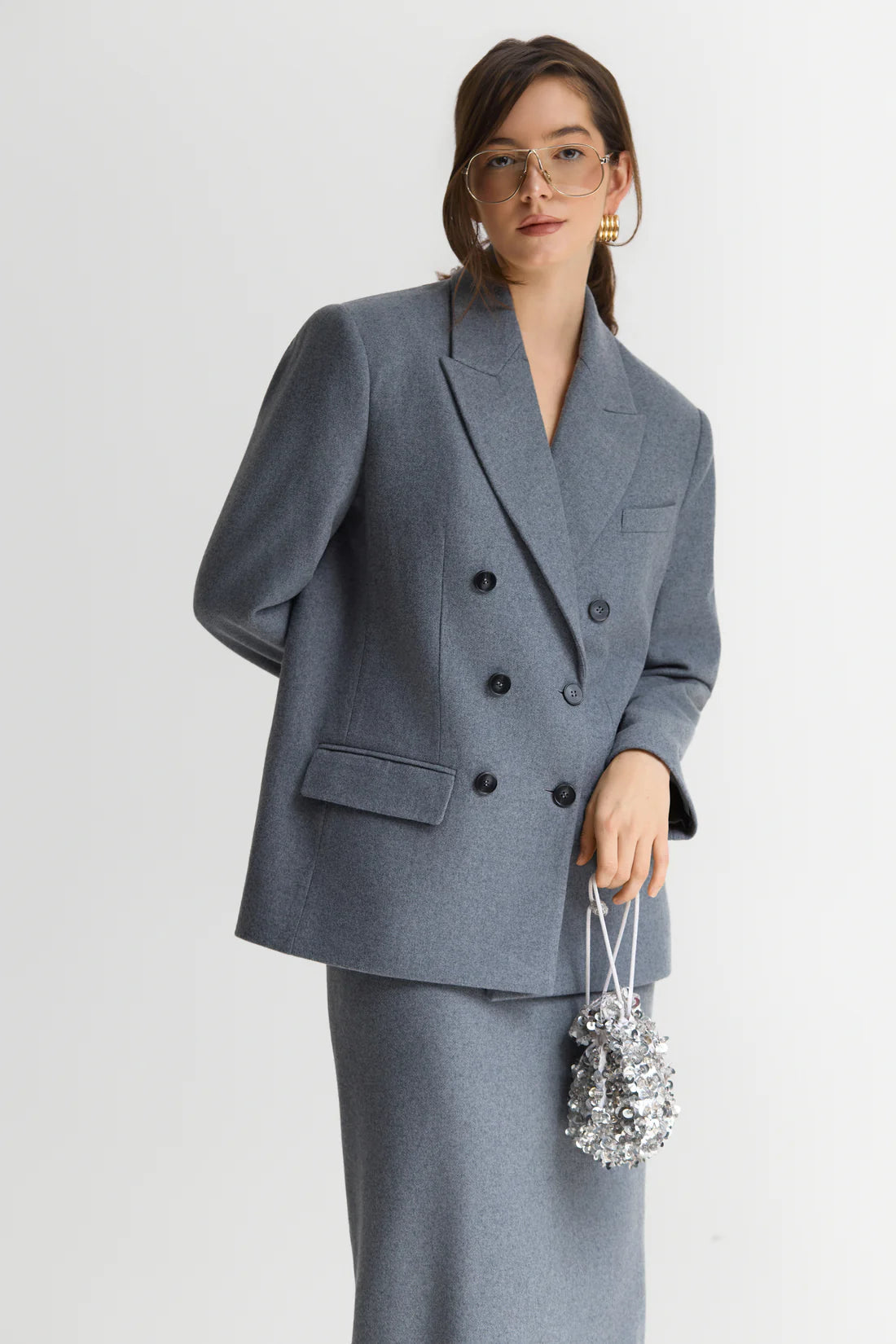 Šedá midi sukně Greta (Sarna) , SA551A