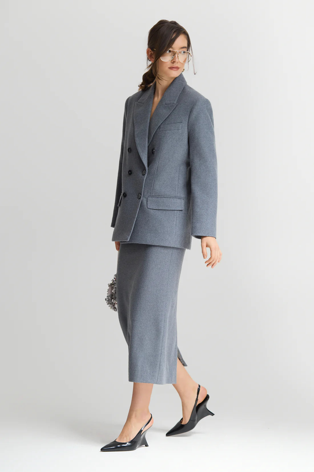 Šedá midi sukně Greta (Sarna) , SA551A