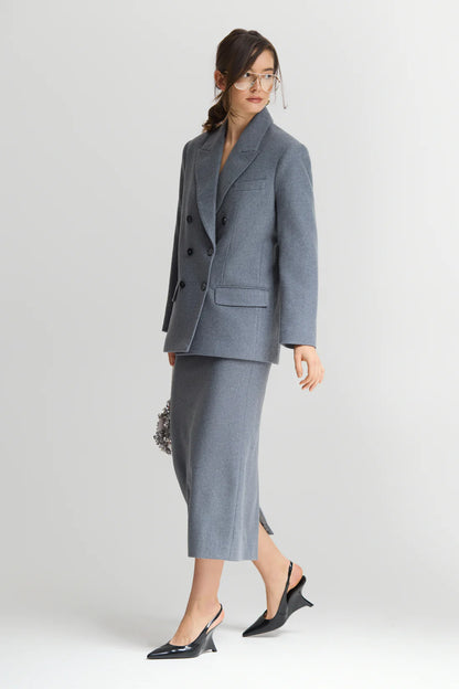 Šedá midi sukně Greta (Sarna) , SA551A