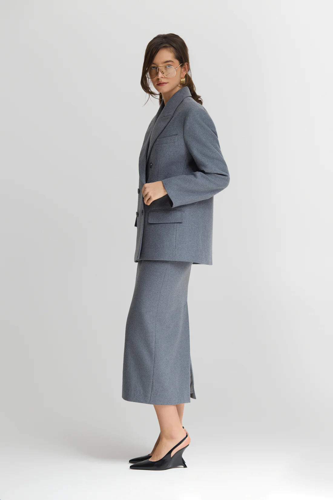 Šedá midi sukně Greta (Sarna) , SA551A