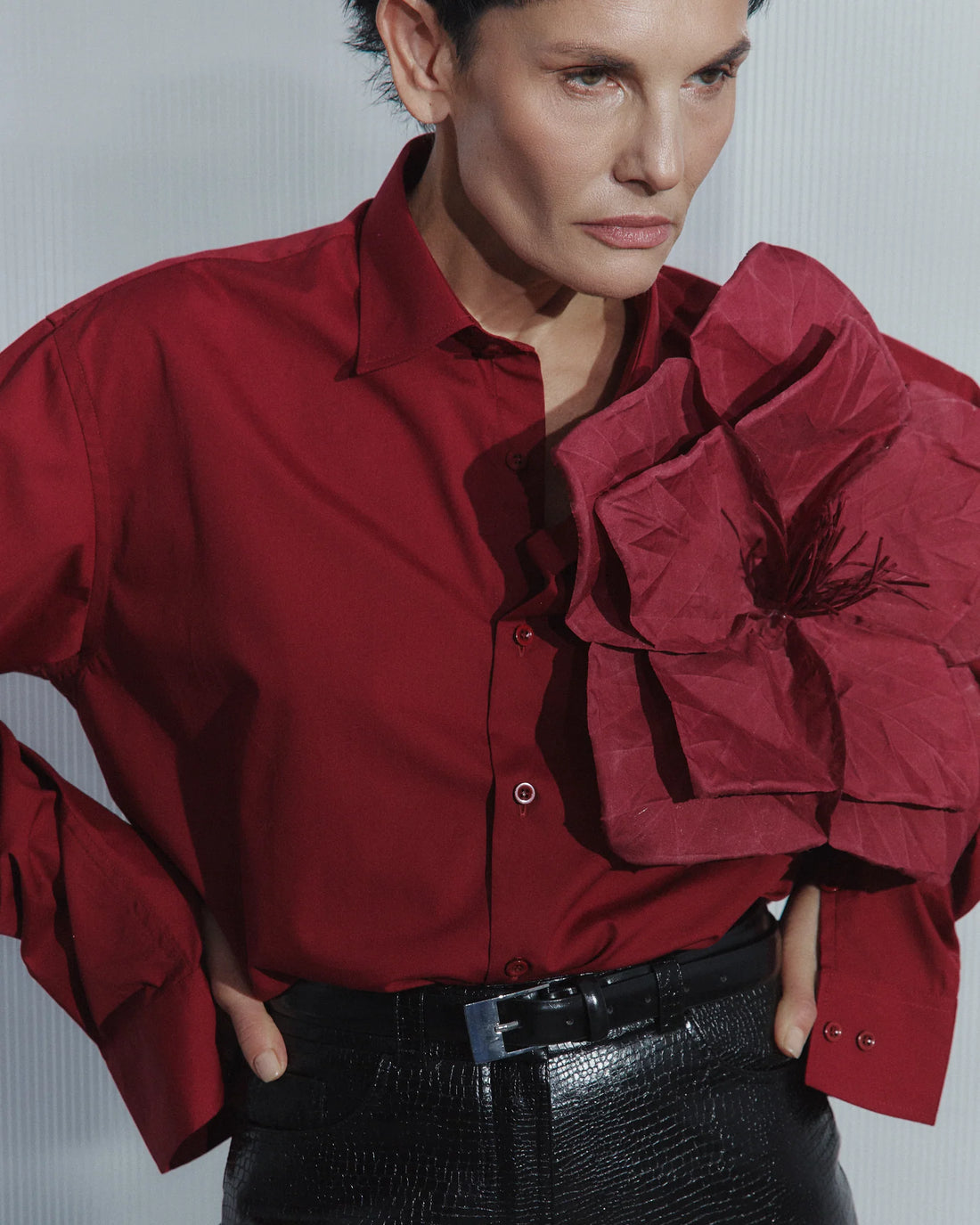 Burgundy shirt with flower, (Omelia), FD_2425_09