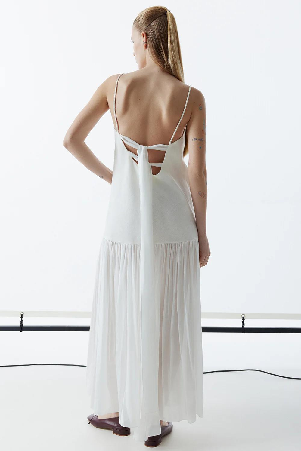 Open Back Summer Dress (Total White) RE2401