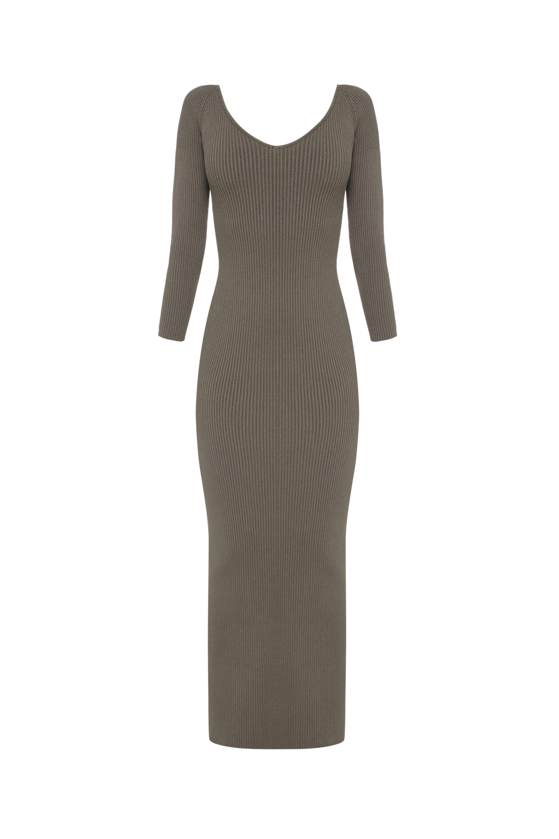 Šaty khaki s dlouhým rukávem (0202) drs_04