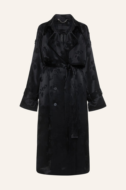 Černý květovaný trenčkot (K.KVIT) , CSS260005