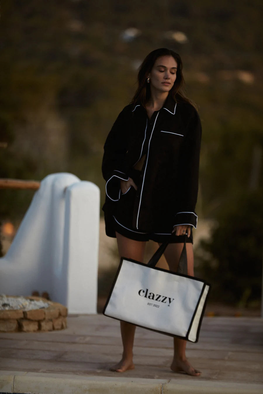 Košile Len Černá, (Clazzy) Clazz0010