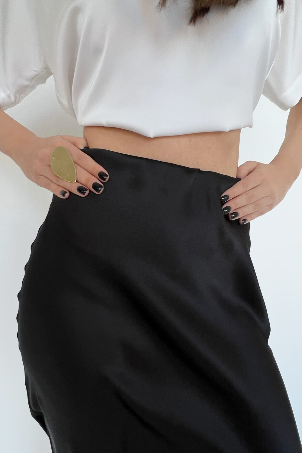 Černá dlouhá sukně s elastickým pasem (Mint) 2242