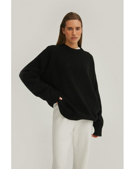Teplý pletený svetr BAZA černý (Adamskaya) 9080