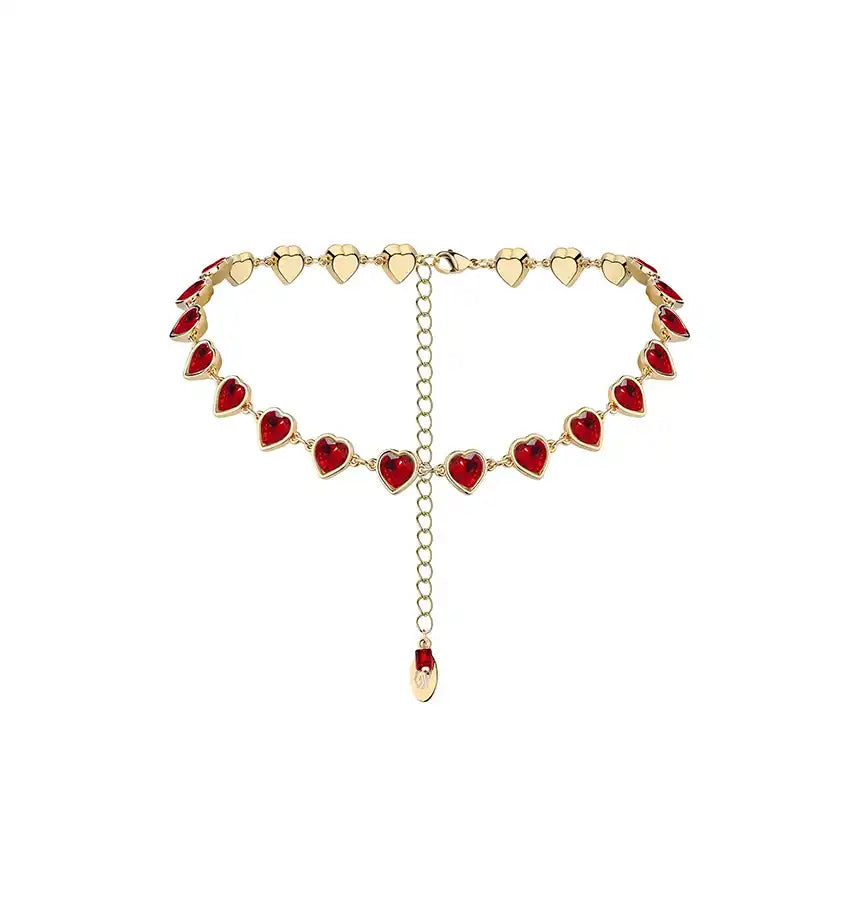 Náhrdelník Cold Heart Červeno-zlatý (Grains de Verre) , CHHs4