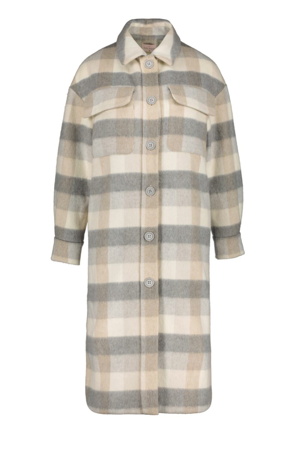 Shirt-coat in gray-beige checkered color (Mon Cheri)