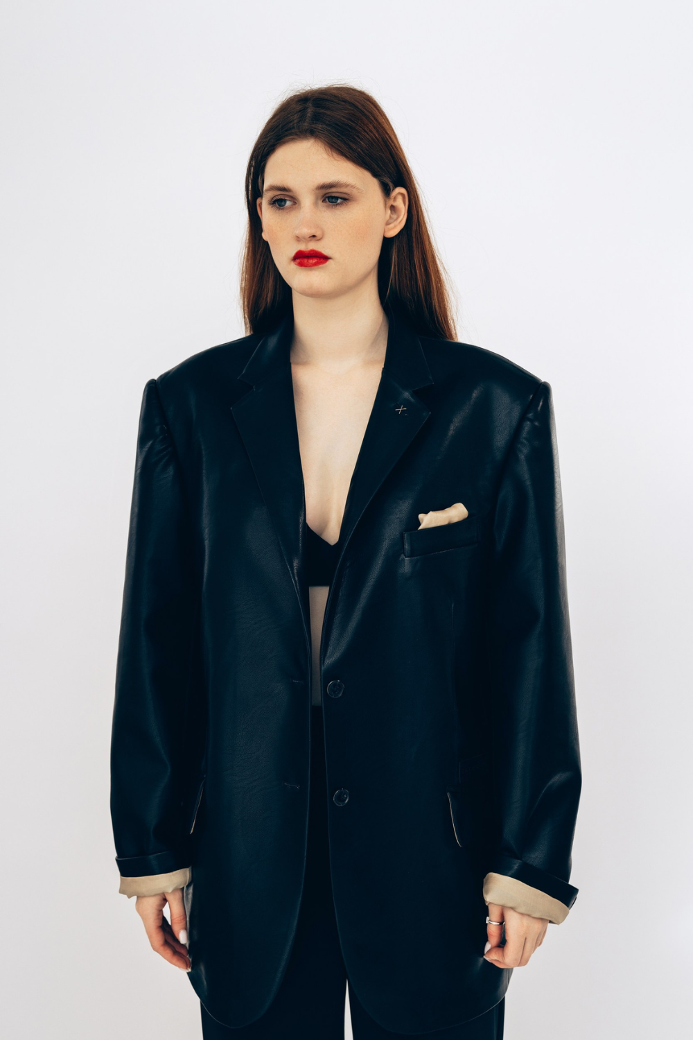 Faux leather jacket, black, (MashaBakaeva), В-37