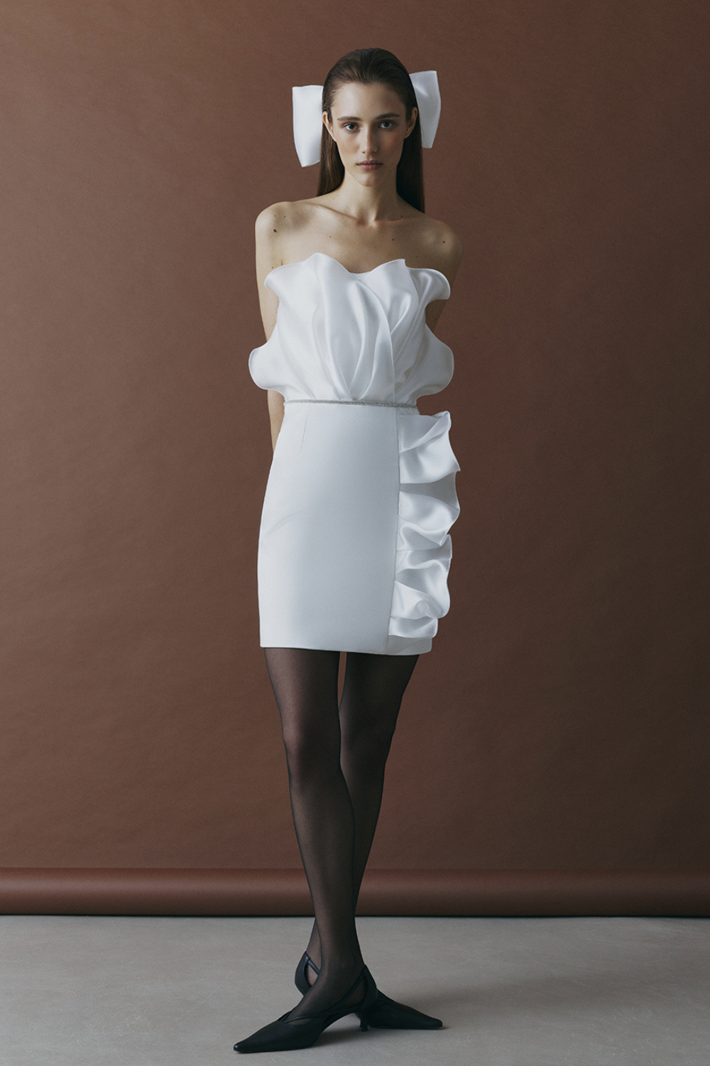 Draped Mini Dress, (TotalWhite), G2416