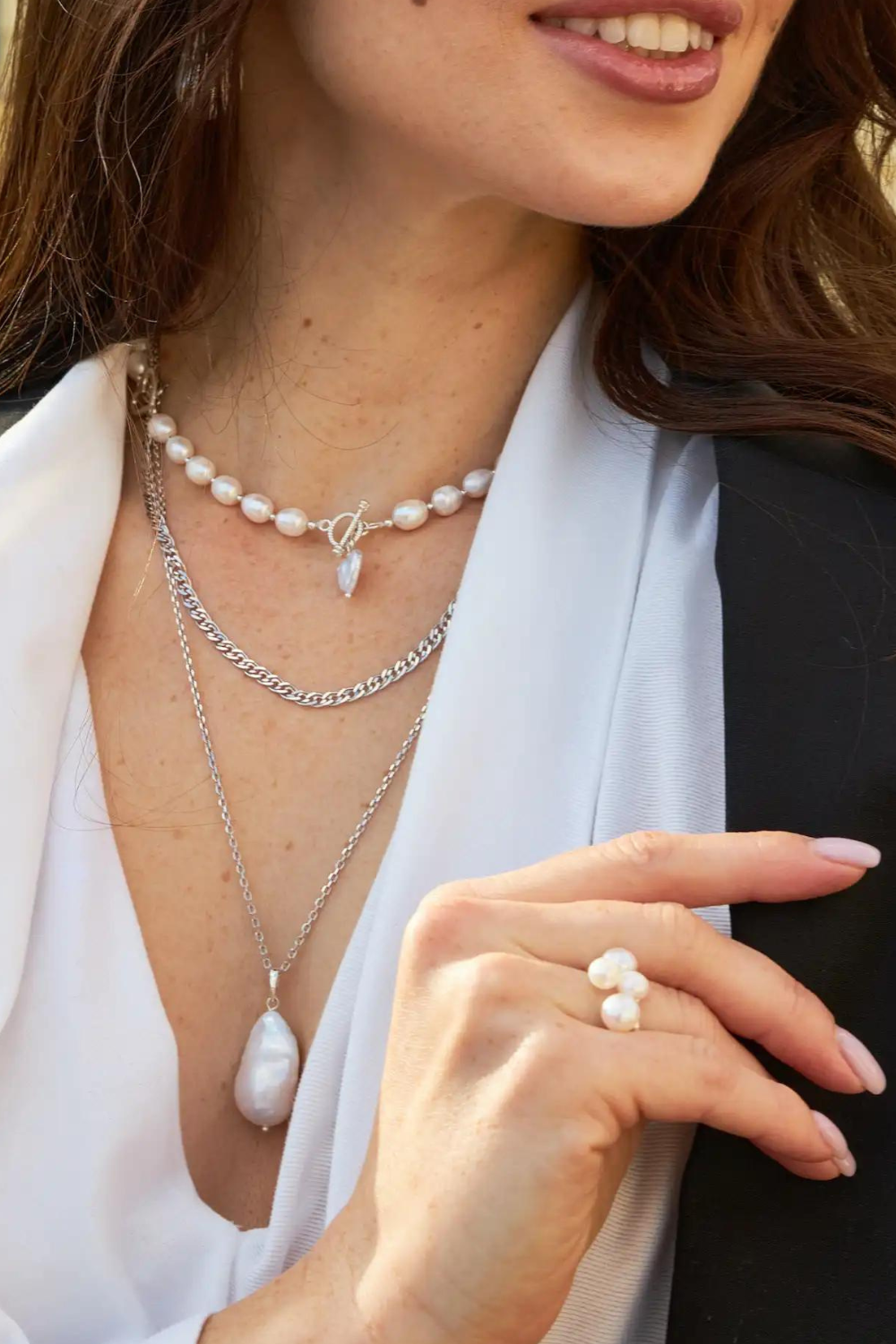Pearl ring Sea Tale (SilveAmo), PER001