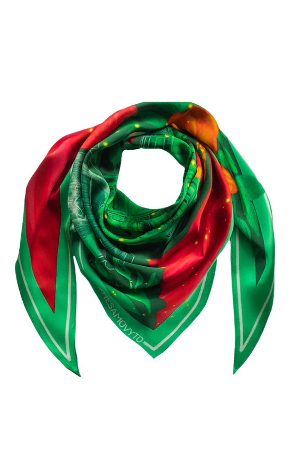 Silk scarf &quot;Kurbas&quot; with double-sided print (Nesamovyto) OBLK1