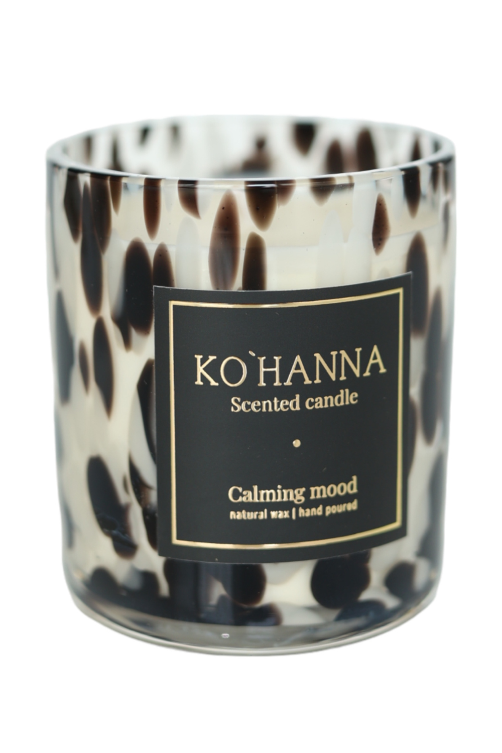 Luxury line, handmade glass with Dalmatian spots, Calming mood, 250 ml. (KO&
