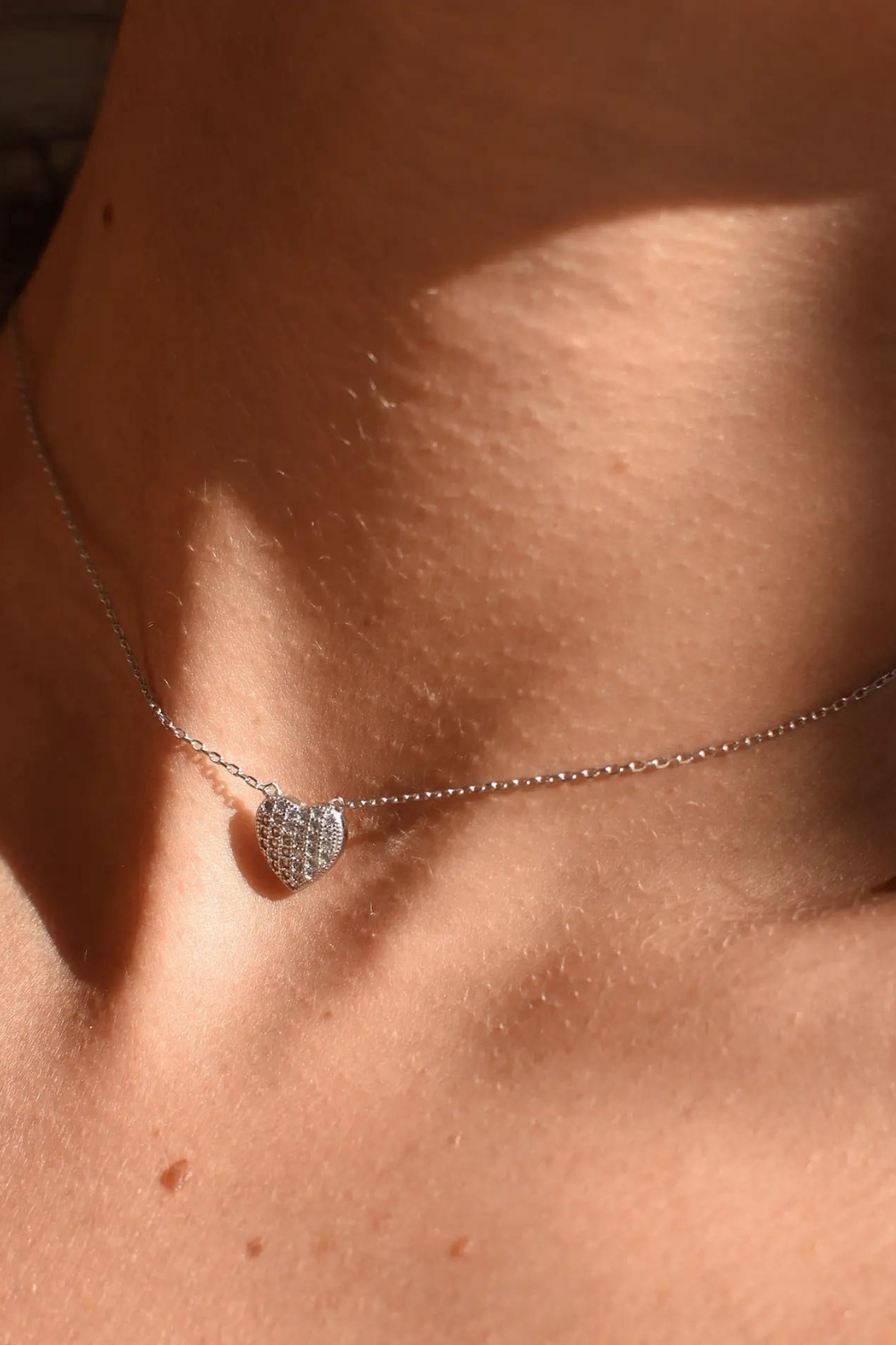 Heart necklace with zircons, (SILVERAMO), KL2F413S