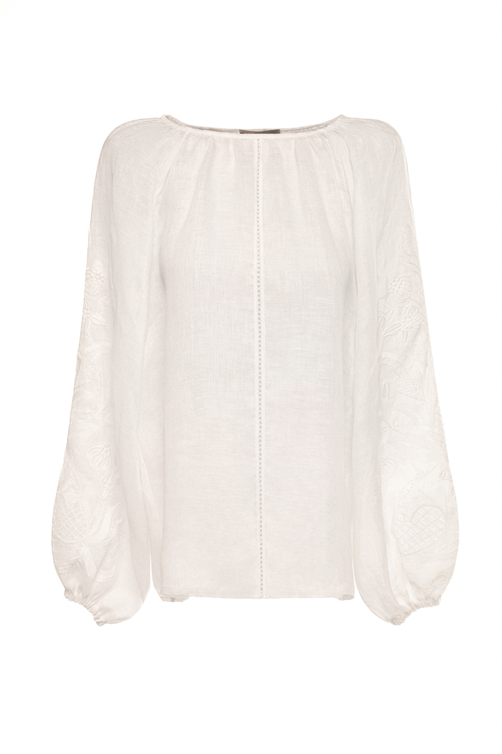 Блузка за традиційними мотивами сорочки з дизайнерською вишивкою Гранатова лоза (біле по білому) (Гаптування) G_0022