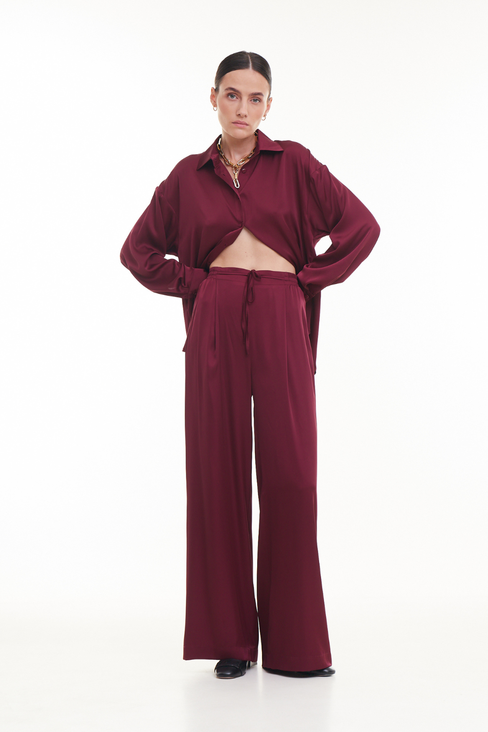 Burgundy pants BASIC, (Mint), 22010076