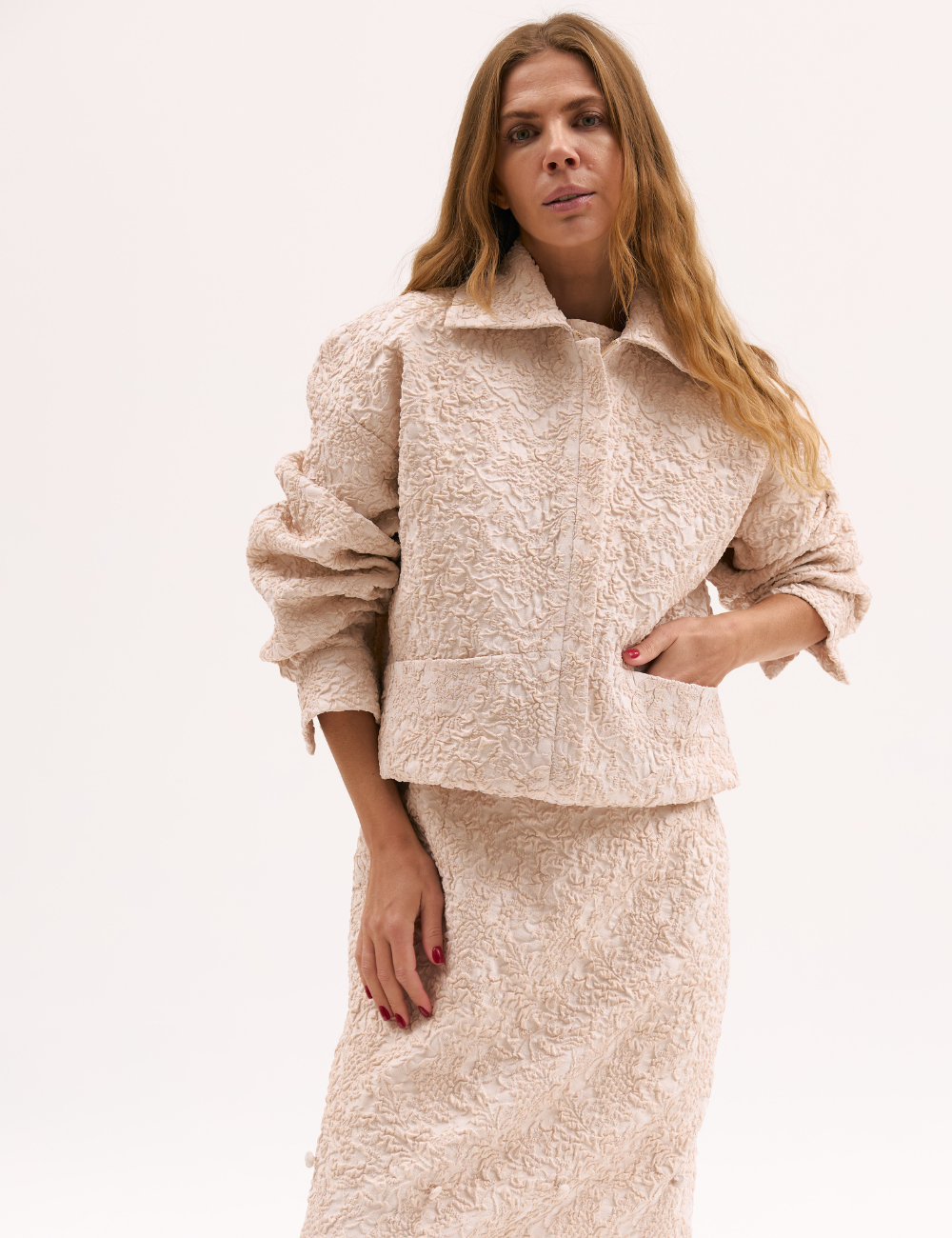 Рожева жакардова бомбер-куртка (XM by Malinovska)