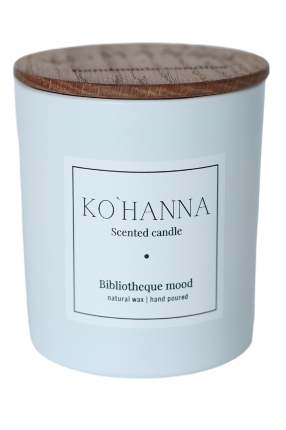 White frosted glass, handmade scented candle &quot;Bibliotheque mood&quot;, 250 ml. (KO&