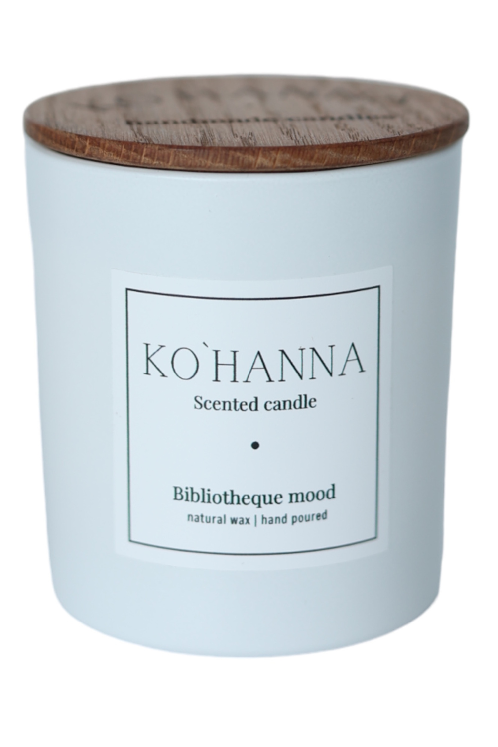 Svíčka vonná ručně vyráběná bílé matné sklo, "Bibliotheque mood" 250 ml (KO&