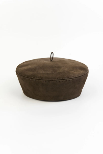 Шоколадний замшевий берет (Hoops)