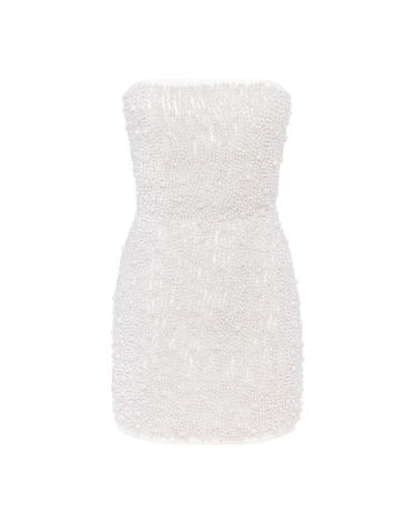 Dress with pearls, milky, (Guranda) GRD0022053