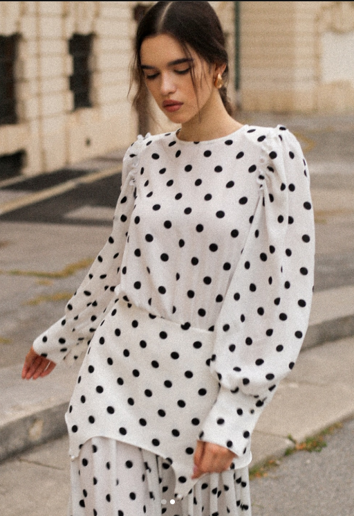 Maxi dress with polka dots, milky, (Guranda) GRD0022090