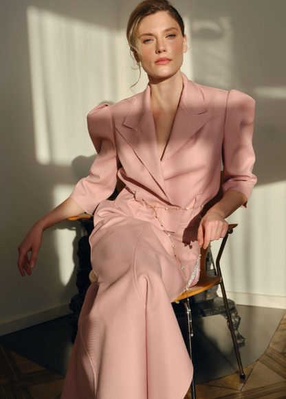 Kostým DUSTY PINK ROYAL – crop sako a mini sukně, zdobení perly (Kristina Laptso) , WOL26004XSSMLPK