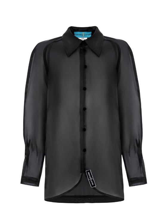 Чорна шовкова блузка з органзи Анна (Крістіна Лапцо), ORG2404SMMLBK