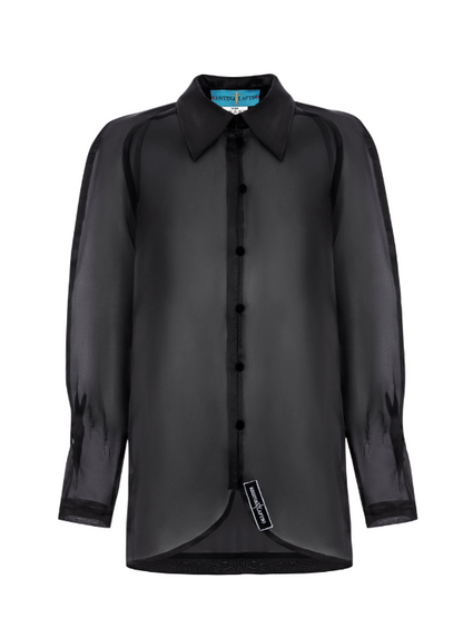 Чорна шовкова блузка з органзи Анна (Крістіна Лапцо), ORG2404SMMLBK
