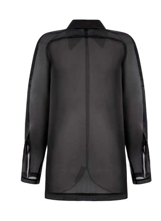 Чорна шовкова блузка з органзи Анна (Крістіна Лапцо), ORG2404SMMLBK