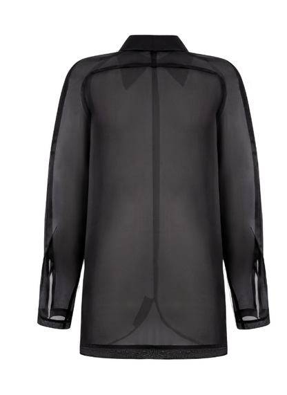 Чорна шовкова блузка з органзи Анна (Крістіна Лапцо), ORG2404SMMLBK