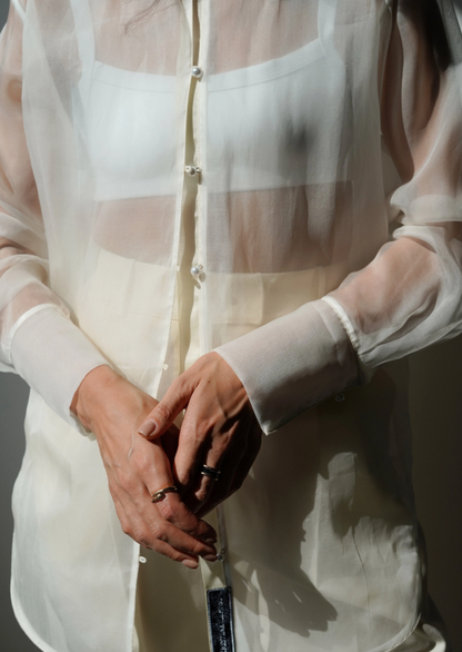 Organzová košile Florence z mléčného hedvábí (Kristina Laptso) , SIL2233SMMLWH