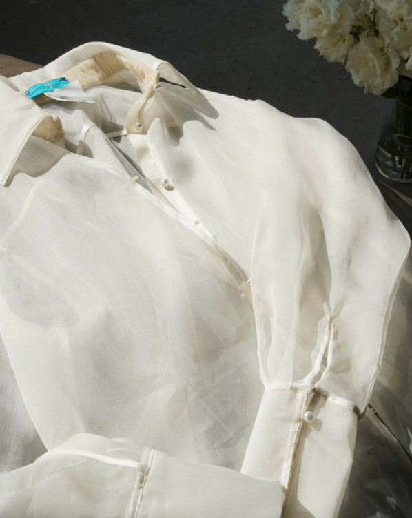 Organzová košile Florence z mléčného hedvábí (Kristina Laptso) , SIL2233SMMLWH