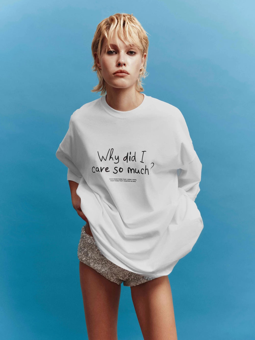 T-shirt "Care So Much" bílá, (KeepStyle), 2000000210698
