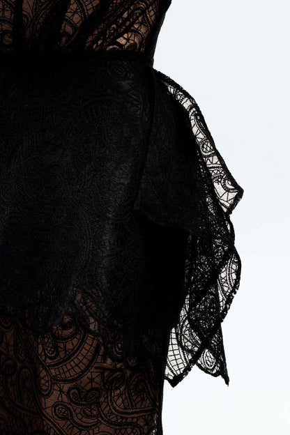 Černé makramé maxi šaty (Guranda) , GRSS0000032