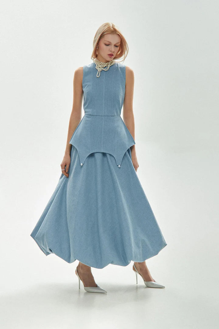 Denim maxi skirt, light blue, (Guranda) GRD0022048